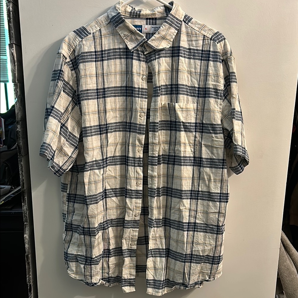Old Navy Blue and White Casual Button Down Shirt